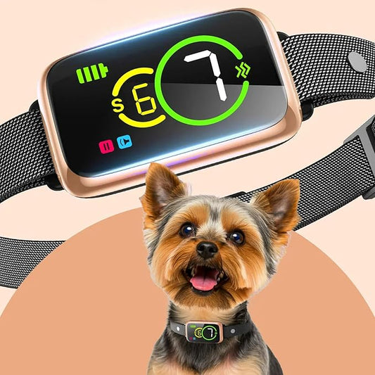 1S Stop Barking Smart Dog Bark Collar, Humane Anti Barking Device with Beep & Vibration, 7 Adjustable Sensitivity, Ultra-Light Bark Collar for Small Medium Large Dogs IP67 Waterproof Indoor Outdoor