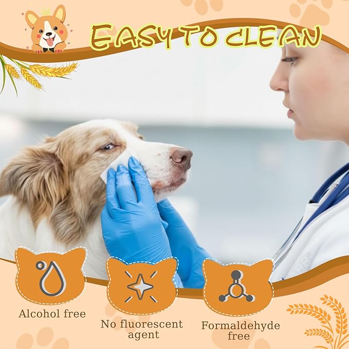 Treela 10 Packs of 800 Dog Wipes Pet Wipes Cat Grooming Supplies for Paws, Butt, Ear, Skin, Eye, Body Bath Cleaning Stain Odor Remover, Home or Travel Use (Wheat)