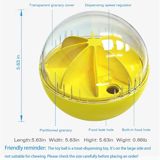 Monotre Dog Treat Ball, Dog Food Puzzle Slow Feeder Interactive Squeaky Mental Stimulation Toys, Cat Treat Dispenser Puzzle Toys Active Rolling Balls for Medium/Large Dog Breeds