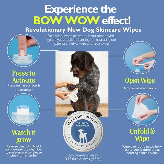Best BARKIN' Wipes with Free Mesh Bag - Dog Wipes for Paws Ears and Butt - Micellar Aloe Scented Travel Friendly Puppy Wipes (100-Pack)