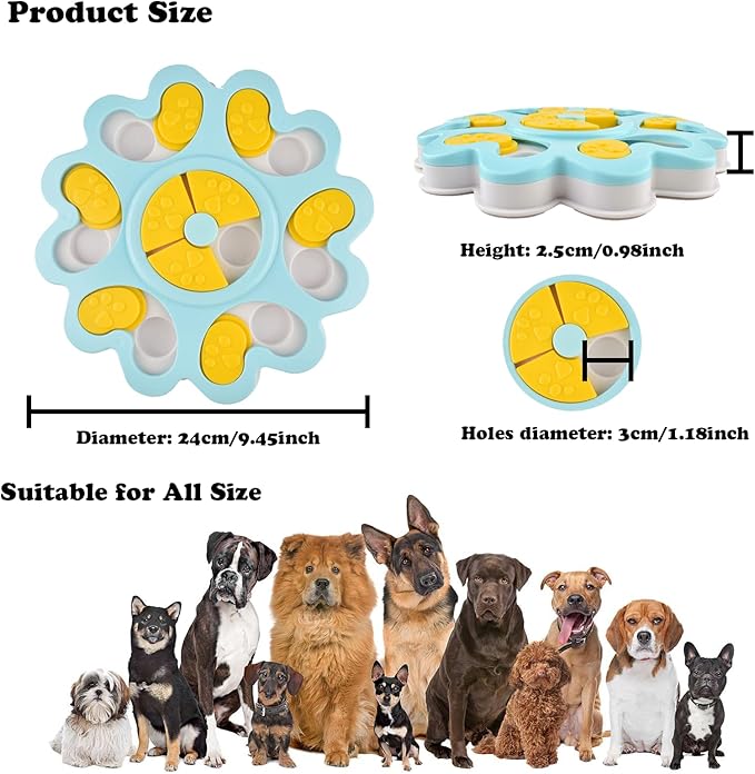 Cdipesp Dog Puzzle Toys for Smart Dogs Treat Dispensing Mental Stimulation Toys Dog/Cat Puzzle Feeder Dog Enrichment Toys Interactive Dog Toys for Boredom (Flower)