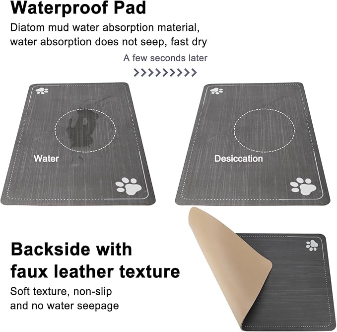 RIZZARI Automatic Cat Water Dispenser: Black 5L Elevated Feeder with Specialized Brush and Triple Filtration - Stainless Steel Gravity Bowl - Leakproof Base for Indoor Pets