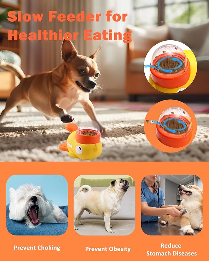 Interactive Dog Puzzle Toys Treat Dispenser Dog Toys, Duck Shape Slow Feeder for Small Medium Dogs Eenrichment Toys, Promotes IQ Training Reduces Bloating Anti Gulping for Dogs and Cats