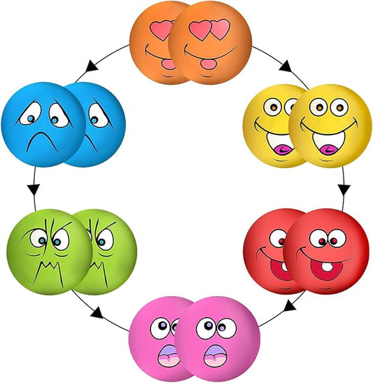 Squeaky Dog Toys Funny Face Chewing Latex Rubber Soft Fetch Play Interactive Dog Squeaky Balls for Puppy Small Medium Pet Dog (12PCS)