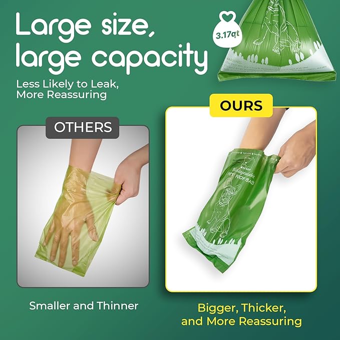 ATIFBOP Biodegradable Dog Poop Bags 150 Counts with Dispenser, Leak Proof and Extra Thick, Poop Bag Holder(Unscented)