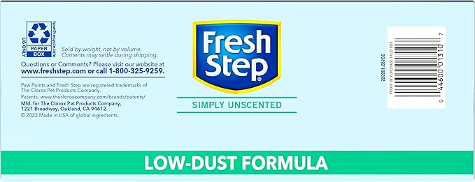 Fresh Step Cat Litter, Unscented, Odor Control | Clumping Formula | Activated Charcoal | 14 lb | Pack of 2