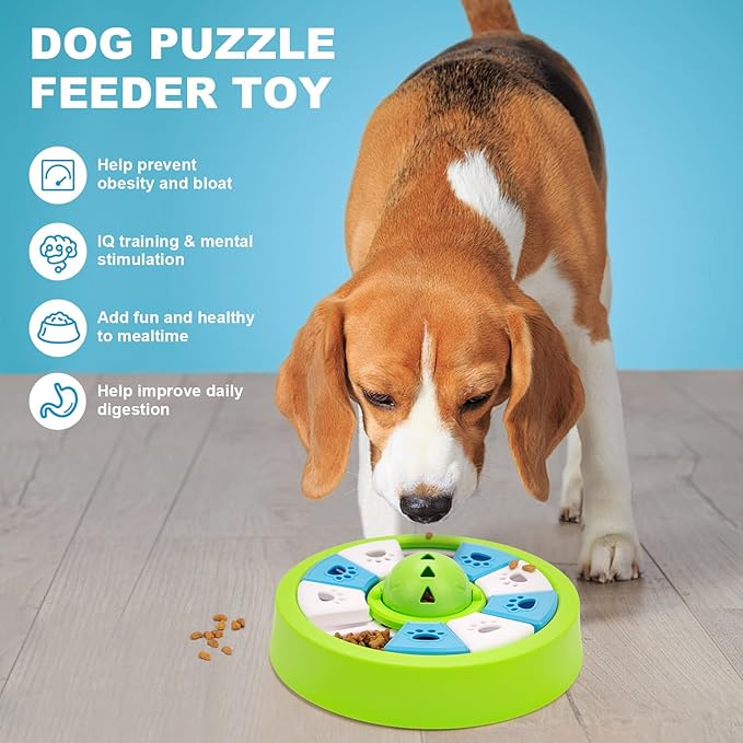 YuLohass Interactive Dogs Toys for Slow Feeder, Pets Puzzle Feeders for Food Dispenser, Cat Treat Puzzle Feeder for Medium Small Dogs Cats IQ Training Reducing Boredom Intelligence Improving (Green)