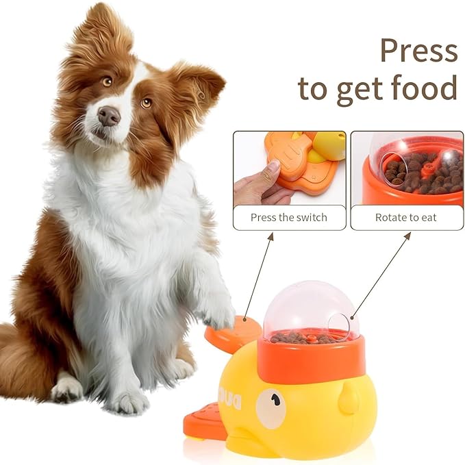 Duck Cat Treat Dispenser, Duck Pet Treat Dispenser, Yellow Ducks Cat Feeder Toy, 2-in-1 Interactive Dog Puzzle Toy & Slow Feeder for Small Medium Dogs and Cats, IQ Training (2PCS-B)
