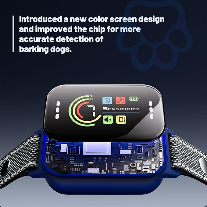 JEUJE Dog Bark Collar,Bark Collar for Large Medium Small Dogs, Anti Barking Training Collar with 7-Level Sensitivity + 5 Safety Modes Humane Training System-Light Blue