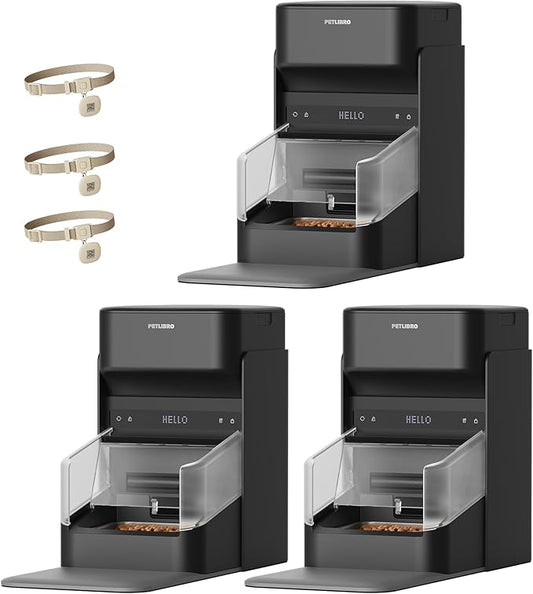 PETLIBRO RFID Automatic Cat Feeders for 3 Cats, Collar Sensor for Personalized Meals, Cats Recognition, Diet Tracking and Anti-Stealing for Multi-Pets Homes and Different Diets, WiFi Food Dispensers