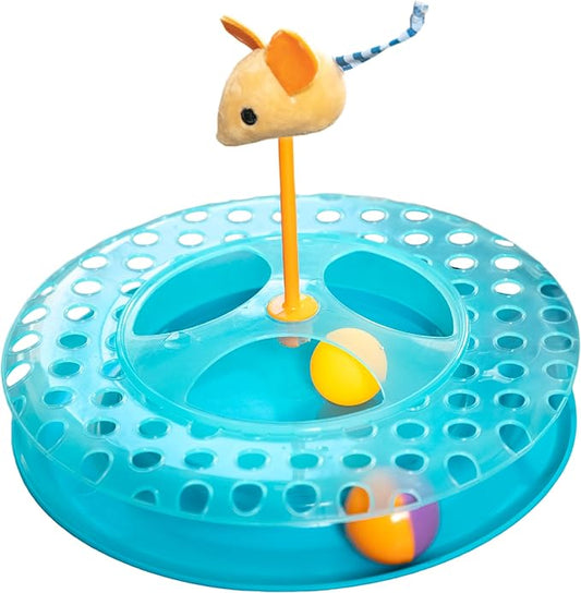 Catstages Cheese Chase Interactive Cat Track Toy with Balls and Catnip Toy, Multicolored