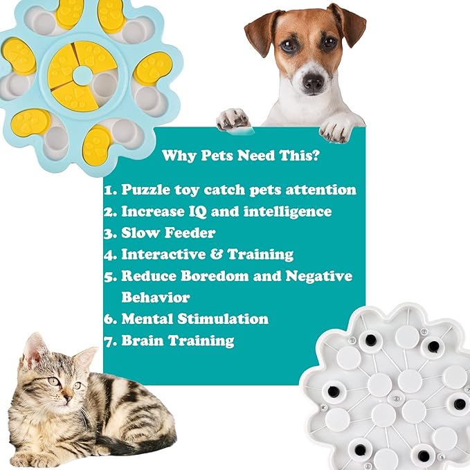 Cdipesp Dog Puzzle Toys for Smart Dogs Treat Dispensing Mental Stimulation Toys Dog/Cat Puzzle Feeder Dog Enrichment Toys Interactive Dog Toys for Boredom (Flower)