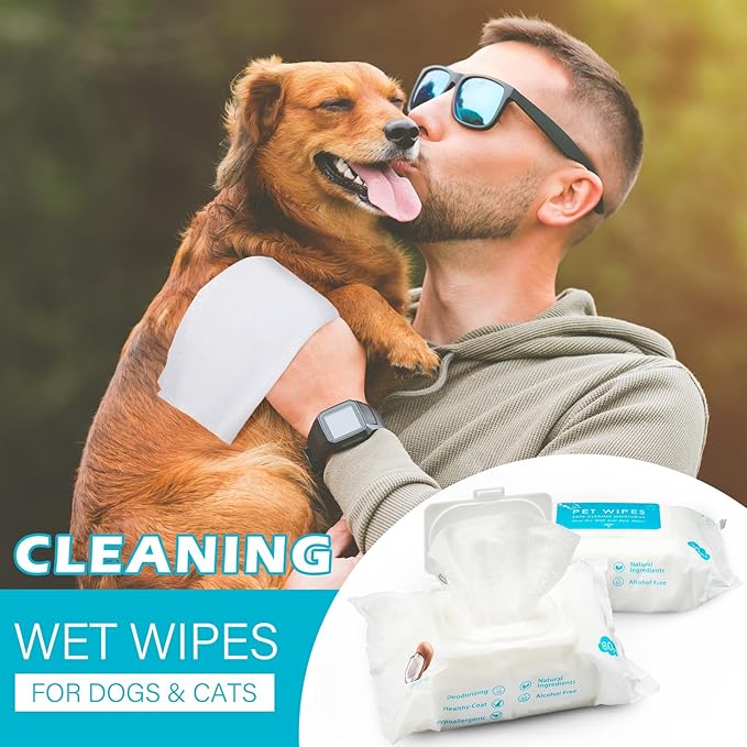 Treela 10 Packs of 800 Dog Wipes Pet Wipes Cat Grooming Supplies for Paws, Butt, Ear, Skin, Eye, Body Cleaning Bath Stain Odor Remover, Home or Travel Use(Coconut)