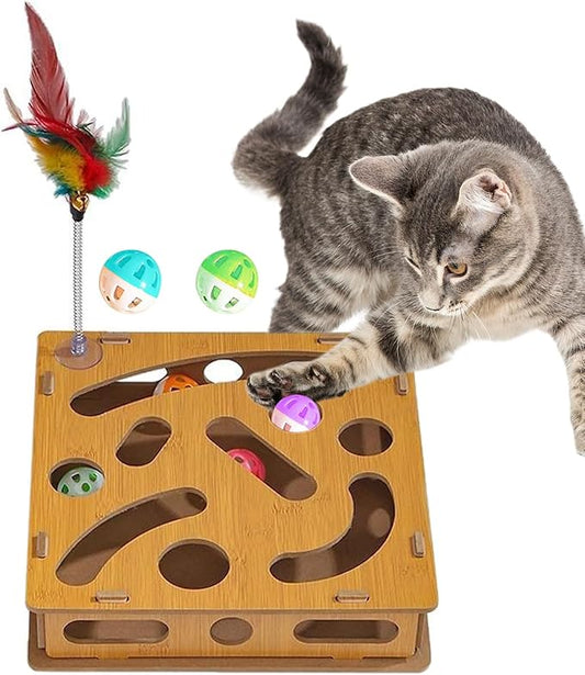 2026 Cat Nail File & Scratch Puzzle Box - Natural Claw Trimming Toy with Bell Ball & Teaser, Stress-Free Alternative to Clippers, Indoor Enrichment Game to Protect Furniture