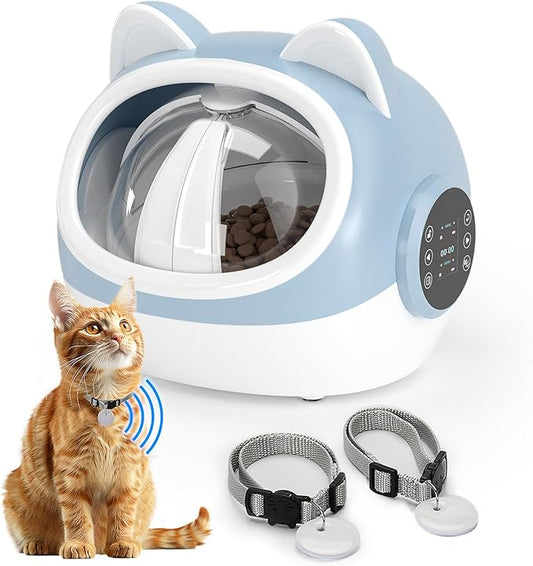 RFID Smart Pet Feeder with Dual Collar Tags – Automatic Food Bowl with Scheduled Feeding Times, LCD Display, Voice Recorder, Supports Wet & Dry Food for Multi-Pet Households
