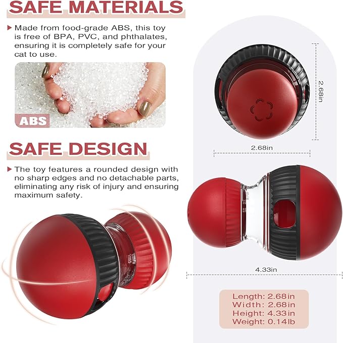 RUIDAY Treat Dispensing Cognitive Dog Toys Dog Puzzle Feeder Toy for Dogs and Cats with Bird Chirping Adjustable Food Dispenser Slow Feeding for Small Medium Large Dogs & Cats (Red)