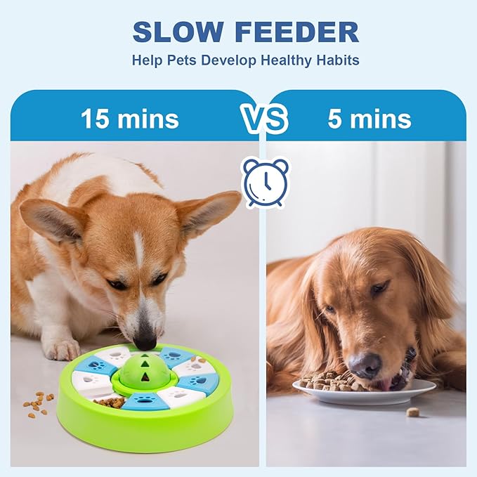 YuLohass Interactive Dogs Toys for Slow Feeder, Pets Puzzle Feeders for Food Dispenser, Cat Treat Puzzle Feeder for Medium Small Dogs Cats IQ Training Reducing Boredom Intelligence Improving (Green)