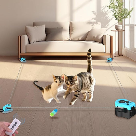 ITSHINY Upgrade Interactive Cat Toys - Automatic Cat Toys for Bored Indoor Adult with Remote Control, 3 Speeds, Indoor Cat Chase Hunting Feather Toys for Fitness, Playtime & Energy Release (Sky Blue)