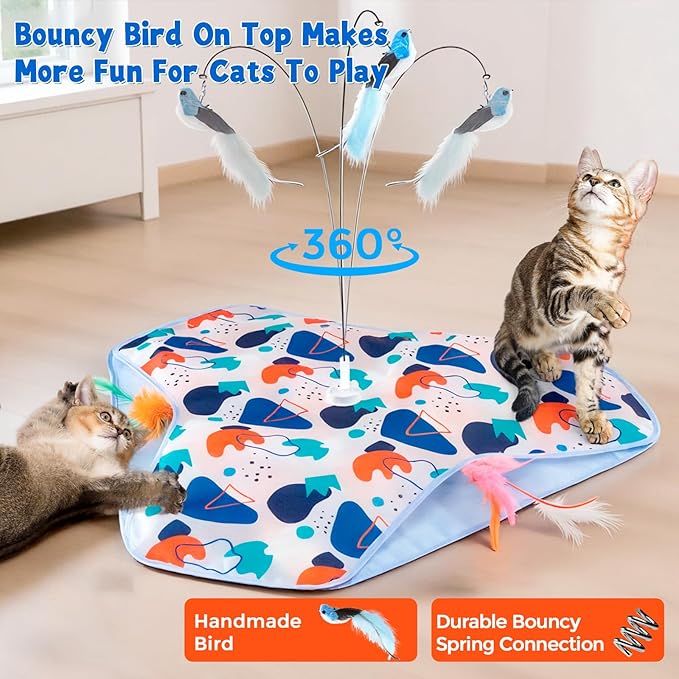 Interactive Cat Toys, Hide-and-Seek Automatic Cat Toy, Rechargeable Three-in-One Suitable for Kitten Toys to Interact and Play Automatically, with A Bird-Shaped Cat Toys for Indoor Cats