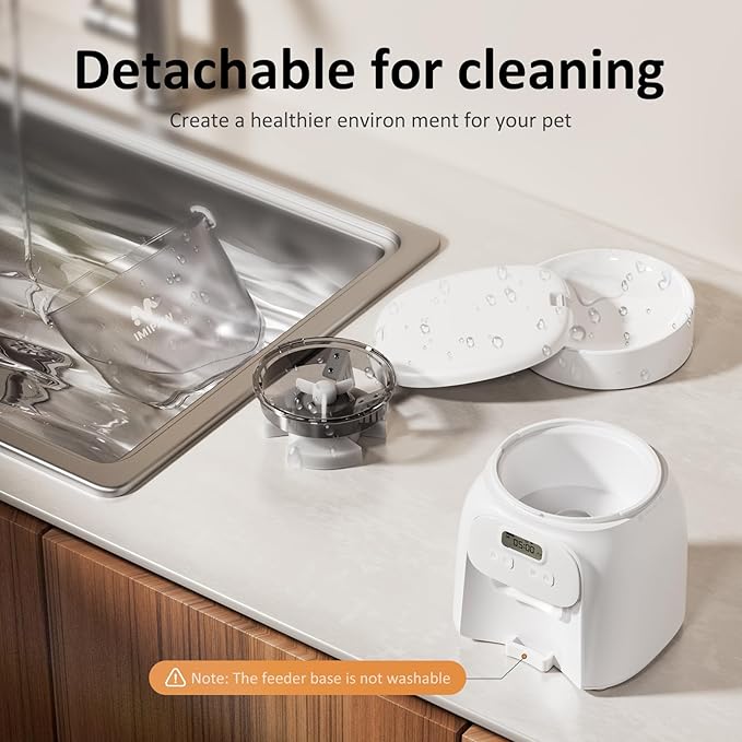 Automatic Cat Feeder: 4L Cat Food Dispenser Timed Precise Auto Feeder Programmable 1-6 Meals- Easy to Clean& Dual Power with Desiccant Bag Keeps Food Fresh- Reliable Pet Feeder for Cats