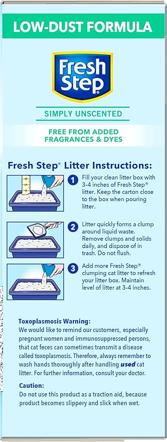 Fresh Step Cat Litter, Unscented, Odor Control | Clumping Formula | Activated Charcoal | 14 lb | Pack of 2