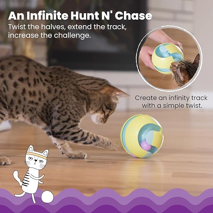 Catstages Twist-A-Ball 3-in-1 Convertible Cat Track Toy, Rolling Ball Toy for Indoor Cats, Green