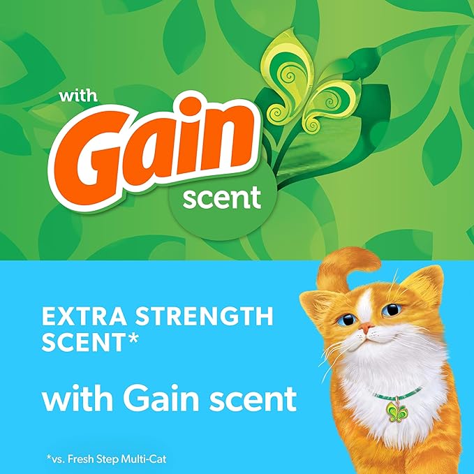 Fresh Step Clumping Litter with Febreze Freshness Gain Original Scent, Low-Dust Formula with Ammonia Block Technology, 14 lb. Box (Pack of 2)