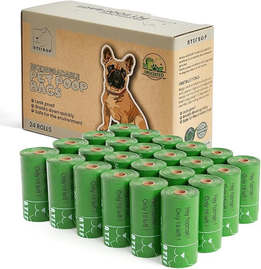 ATIFBOP Biodegradable Dog Poop Bags 360 Counts, Leak Proof and Extra Thick Doggy Poop Bags (Unscented)