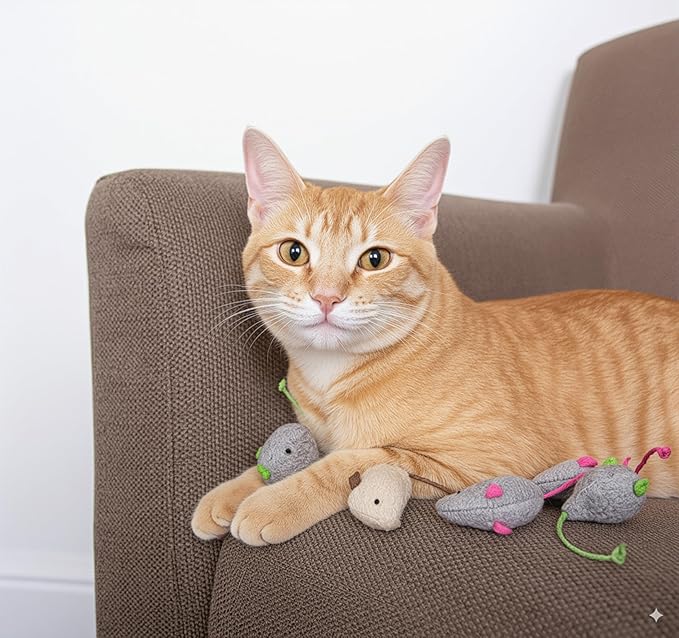 SmartyKat Skitter Critters Value Pack Catnip Cat Toys - Gray/Cream, Set of 10