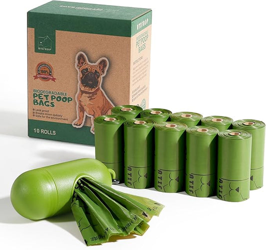 ATIFBOP Biodegradable Dog Poop Bags 150 Count 10 Rolls with Dispenser, Thicken and Leak Proof Poop Bag Holders for Leashes(Scented)