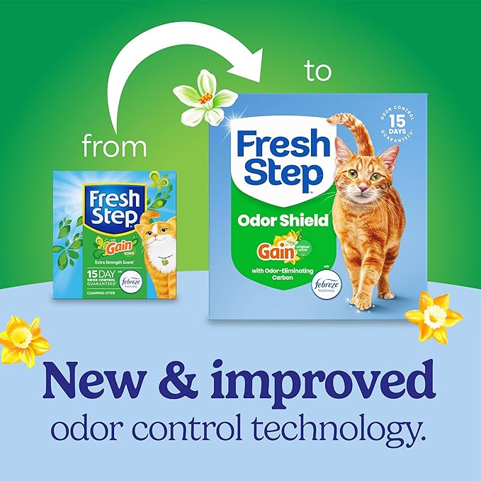 Fresh Step Clumping Litter With Febreze Freshness Gain Original Scent, Low-Dust Formula With Ammonia Block Technology, 14 lb. Box