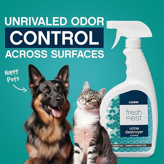 Urine Destroyer - Fragrance-Free Cleaner for Stain and Odor Removal on Wood Floors, Carpets, Mattresses - Ideal for Cats, Dogs, and Pets - Powerful Resolve and Eliminator Formula - 32 Fl Oz