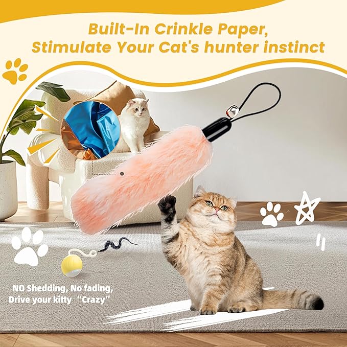 AAA AMUSANG Interactive Cat Toys - Cat Ball Toy Accessory with Fish Toys and Worm Toys, Automatic Kitten Toy Refills for Cats to Chase and Motion Activated