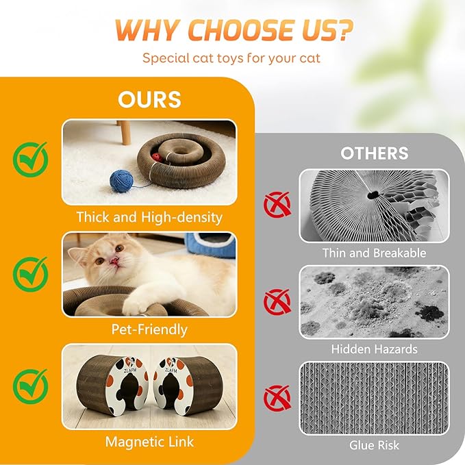 2 Pack Magic Organ Cat Scratcher Toys, Foldable & Reversible Accordion Kitty Toy with Bell Balls, Interactive Cardboard Scratching Board Scratcher Pad for Indoor Cats