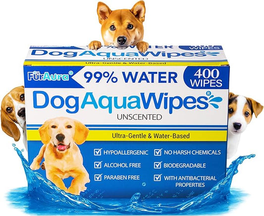 99% Water Dog Wipes, Extra Large 8x8 Puppy Wipes for Sensitive Skin – Hypoallergenic Pet Wipes for Grooming Tear Stain, Face, Ears, Eyes Paws & Butt – Alcohol Free, Biodegradable, Unscented 400 Count