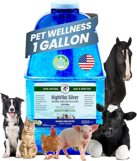 Holistic Pet Care - Colloidal Silver for Dogs, Cats, Horses & Birds - 20 PPM Effective Wound Care, Hot Spot Treatment, Skin Relief & Immune Support - All-Natural Pet Colloidal Silver (1 Gallon)