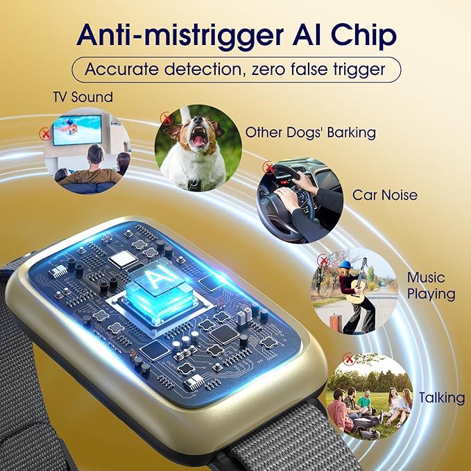 1S Stop Barking Smart Dog Bark Collar, Humane Anti Barking Device with Beep & Vibration, 7 Adjustable Sensitivity, Ultra-Light Bark Collar for Small Medium Large Dogs IP67 Waterproof Indoor Outdoor