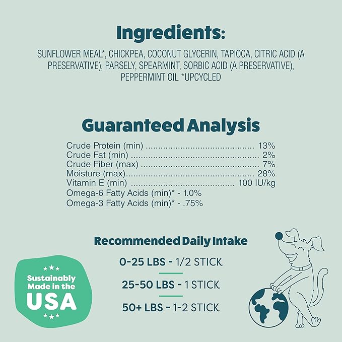 Shameless Pets Triple Mint Dental Chews for Dogs, 32 Chews - Natural Dog Teeth Cleaning Treats with Fresh Breath Benefits | Grain-Free Dental Sticks for Small, Medium & Large Dogs