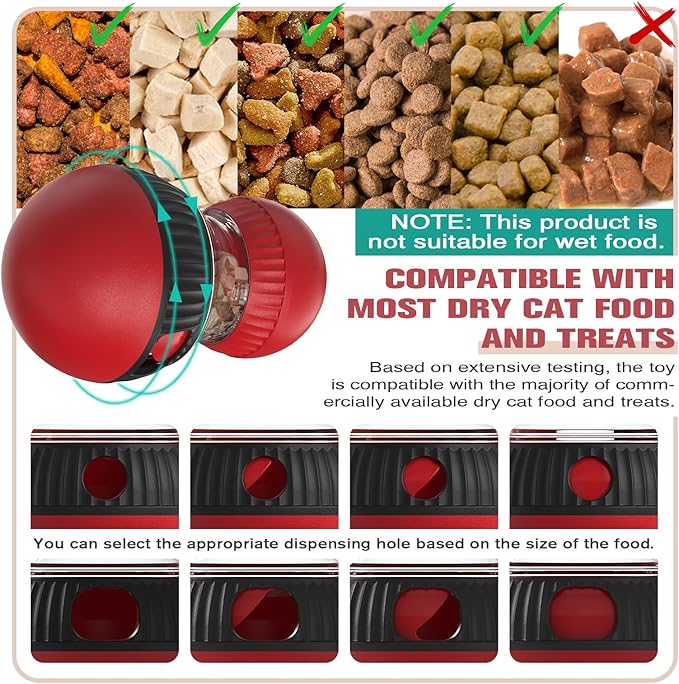RUIDAY Treat Dispensing Cognitive Dog Toys Dog Puzzle Feeder Toy for Dogs and Cats with Bird Chirping Adjustable Food Dispenser Slow Feeding for Small Medium Large Dogs & Cats (Red)