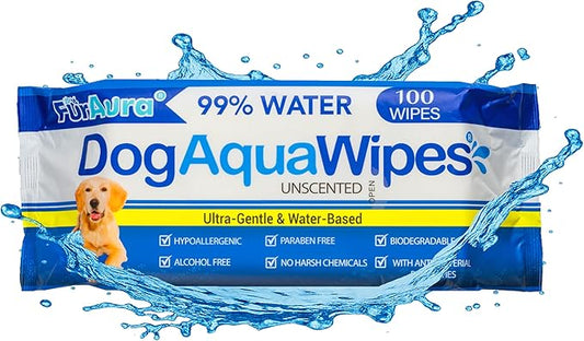 99% Water Dog Wipes, Extra Large 8x8 Puppy Wipes for Sensitive Skin – Hypoallergenic Pet Wipes for Grooming Tear Stain, Face, Ears, Eyes Paws & Butt – Alcohol Free, Biodegradable, Unscented 100 Count