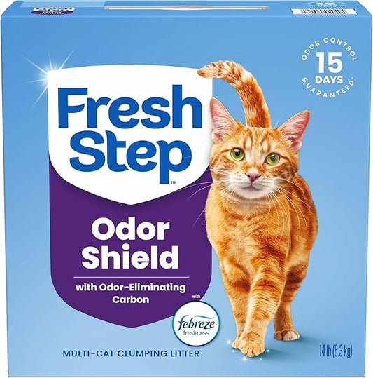 Fresh Step Clumping Cat Litter, Multi-Cat, Long Lasting Odor Control Kitty Litter with Activated Charcoal, Low Dust Formula, 14 lb
