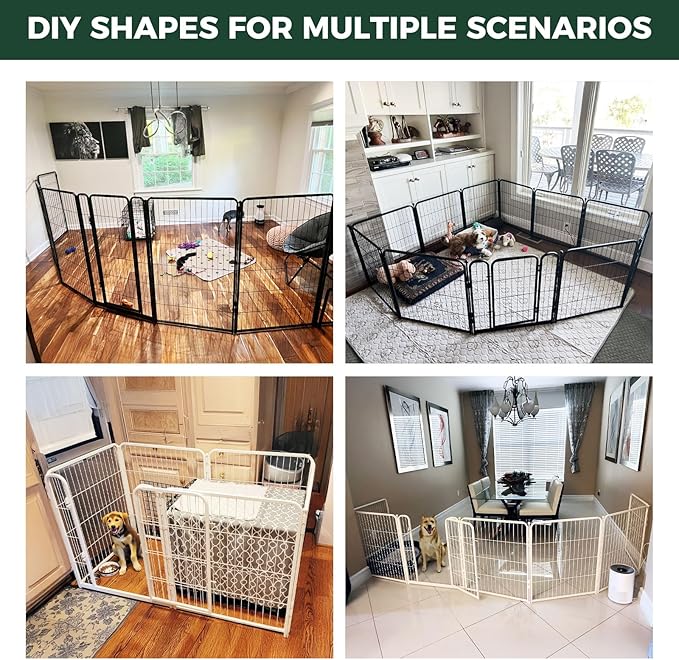 FXW Homeplus Unleashed Indoor Dog Playpen - Stress-Free and Safe Play, Heavy Duty 40 Inch 12 Panels Dog Pen for Medium and Large Dogs, White│Patented