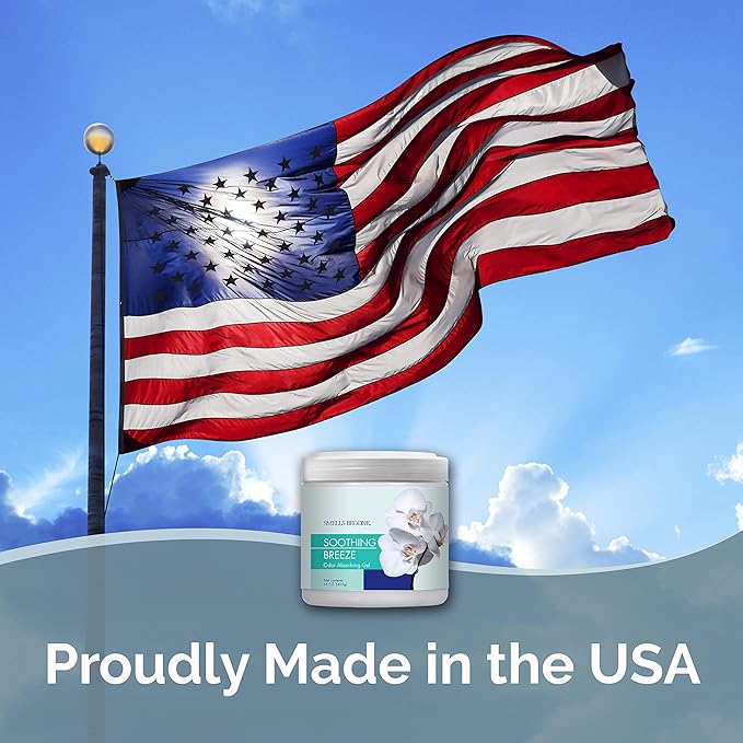 SMELLS BEGONE 15oz Gel Odor Eliminator - Absorb & Remove Tough Odors in Pet Areas, Bathrooms, Basements, Garage, Cars, RVs & Boats - Eliminate Odors Quickly (2-Pack, Soothing Breeze)