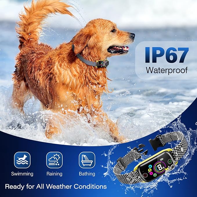 Dog Bark Collar for Large Medium Small Dogs, Rechargeable Bark Collar, Anti Barking Training Collarwith 8 Sensitivity Levels, Beep/Vibration Modes, Auto Correction for Dogs, IP67 Waterproof