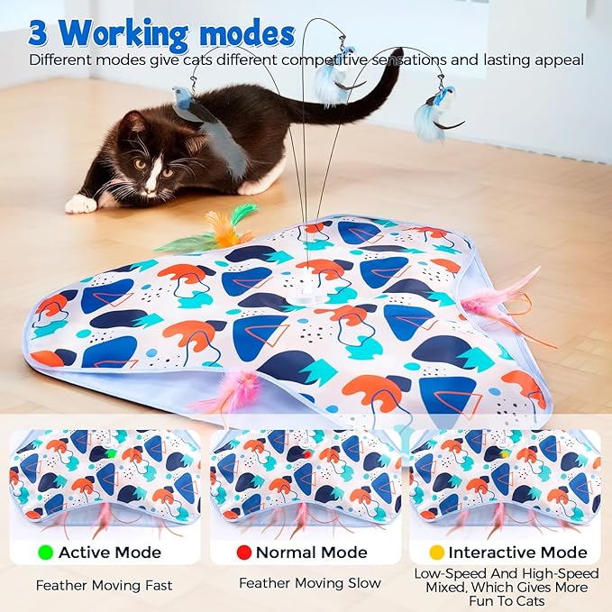 Interactive Cat Toys, Hide-and-Seek Automatic Cat Toy, Rechargeable Three-in-One Suitable for Kitten Toys to Interact and Play Automatically, with A Bird-Shaped Cat Toys for Indoor Cats