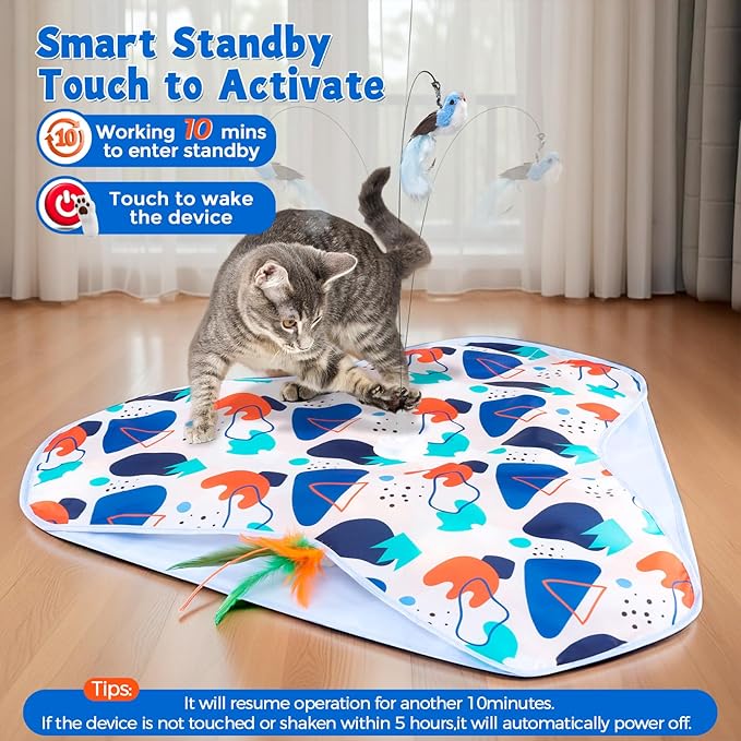 Interactive Cat Toys, Hide-and-Seek Automatic Cat Toy, Rechargeable Three-in-One Suitable for Kitten Toys to Interact and Play Automatically, with A Bird-Shaped Cat Toys for Indoor Cats