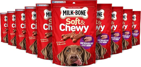 Milk-Bone Soft & Chewy Dog Treats, Beef & Filet Mignon Recipe, 5.6 Ounce (Pack of 10) Made with Real Chuck Roast