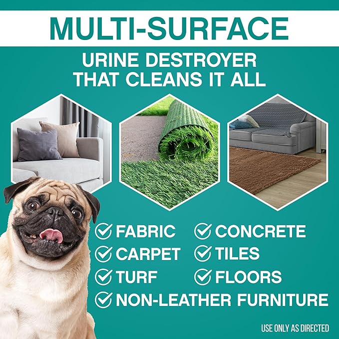 Urine Destroyer - Fragrance-Free Cleaner for Stain and Odor Removal on Wood Floors, Carpets, Mattresses - Ideal for Cats, Dogs, and Pets - Powerful Resolve and Eliminator Formula - 32 Fl Oz