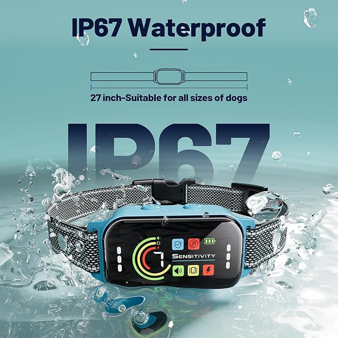 JEUJE Dog Bark Collar,Bark Collar for Large Medium Small Dogs, Anti Barking Training Collar with 7-Level Sensitivity + 5 Safety Modes Humane Training System-Blue