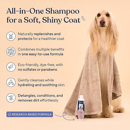 Pawfy Dog Shampoo and Conditioner for Itchy Skin Relief | Puppy Shampoo for Sensitive Skin | Natural 5 in 1 Pet Shampoo with Coconut, Oatmeal & Aloe Vera| Ideal Dog Wash for Smelly Dogs